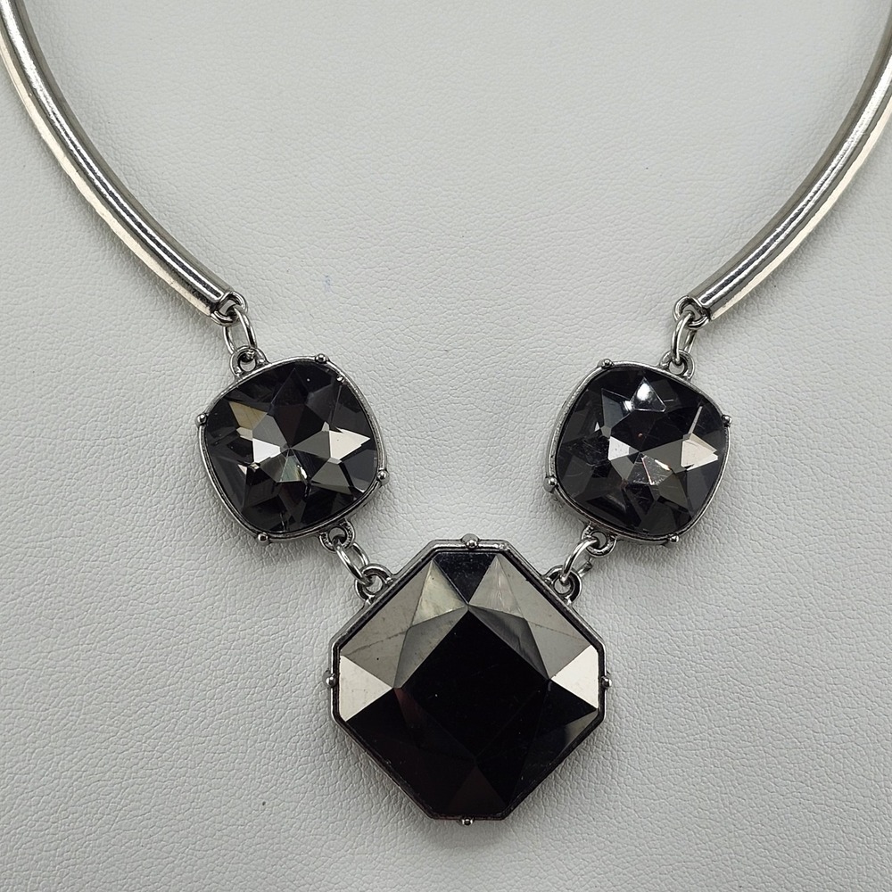 Gray Rhinestone Statement Collar Necklace‎